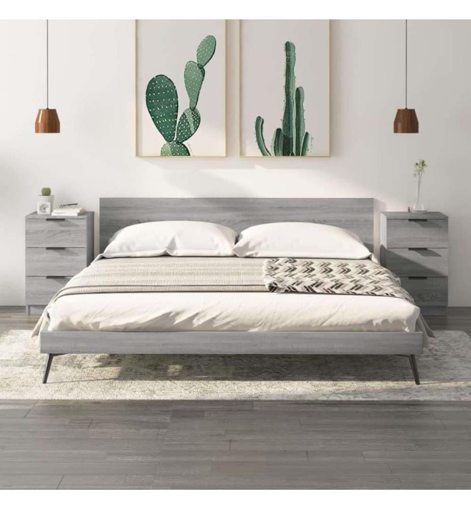 Nachttische 2 Stk. Grau Sonoma 40x36x65 cm