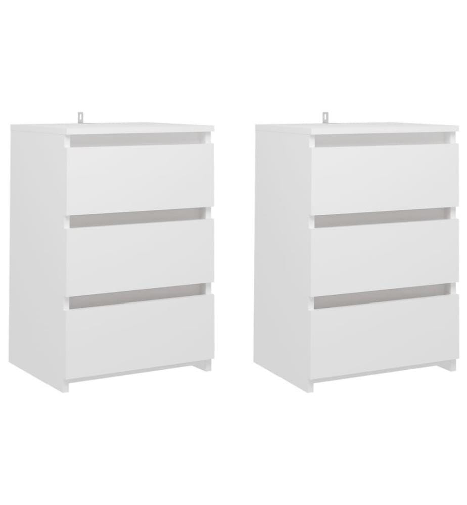 Nachttische 2 Stk. Weiss 40x35x62,5 cm Holzwerkstoff