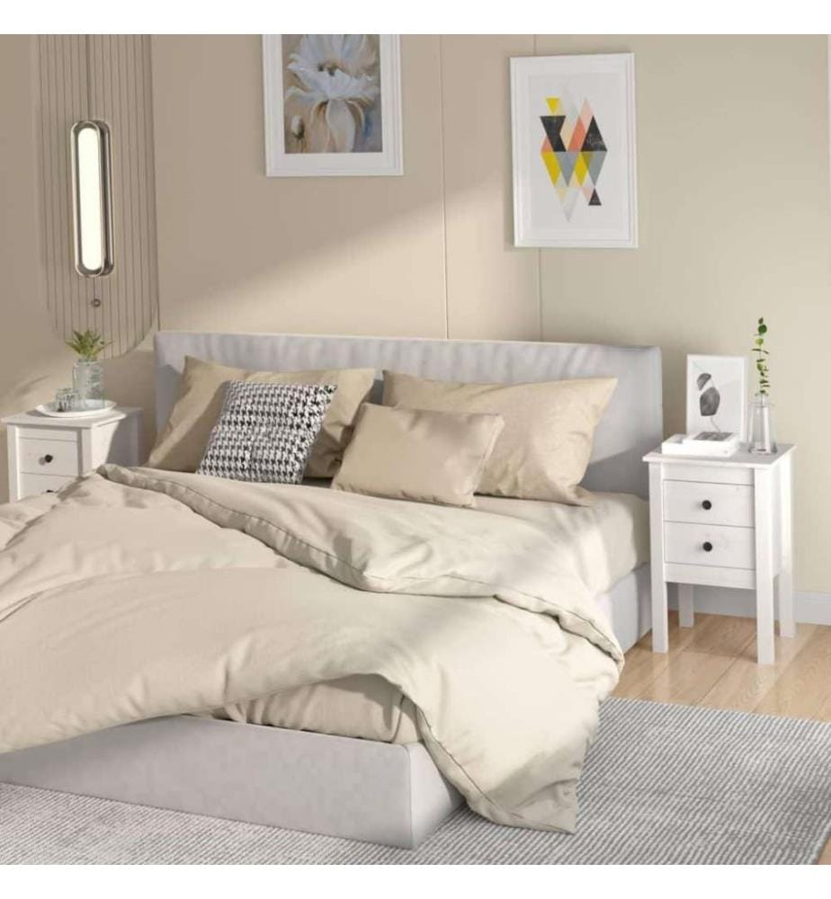Nachttische 2 Stk. Weiss 40x35x61,5 cm Massivholz Kiefer