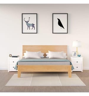 Nachttische 2 Stk. Weiss 50x35x61,5 cm Massivholz Kiefer