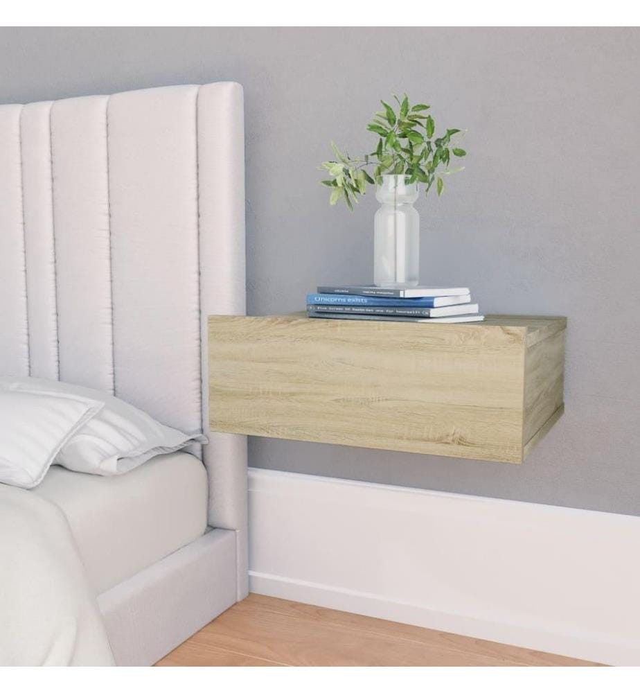 Table de chevet flottante Chêne sonoma 40x30x15 cm Aggloméré
