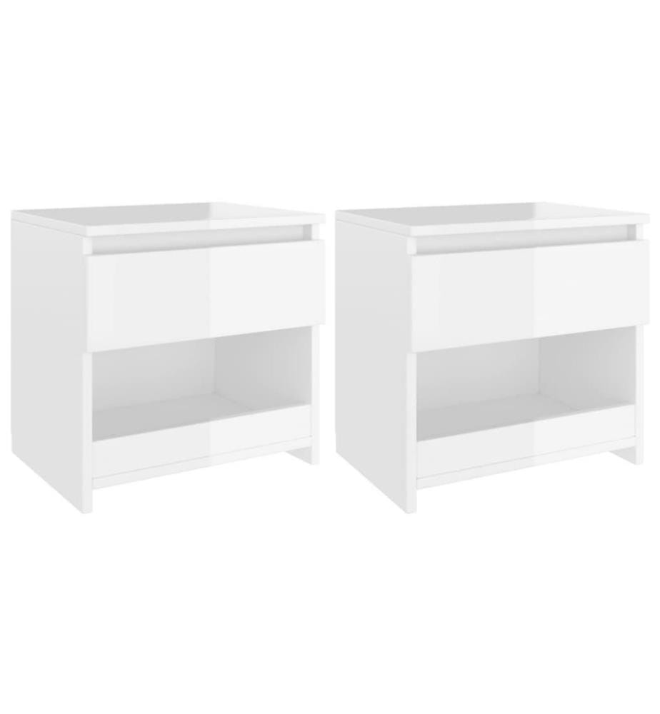 Nachttische 2 Stk. Hochglanz-Weiss 40x30x39 cm Holzwerkstoff