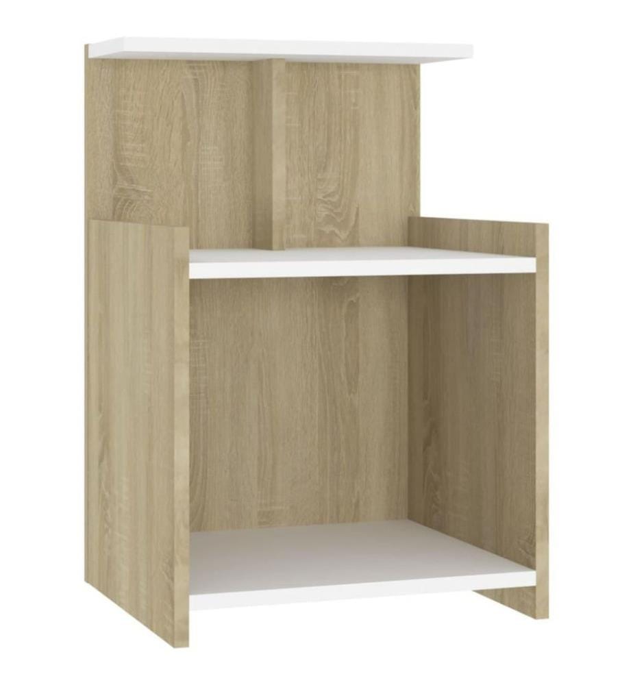 Nachttische 2 Stk. Weiss Sonoma-Eiche 40x35x60 cm Holzwerkstoff
