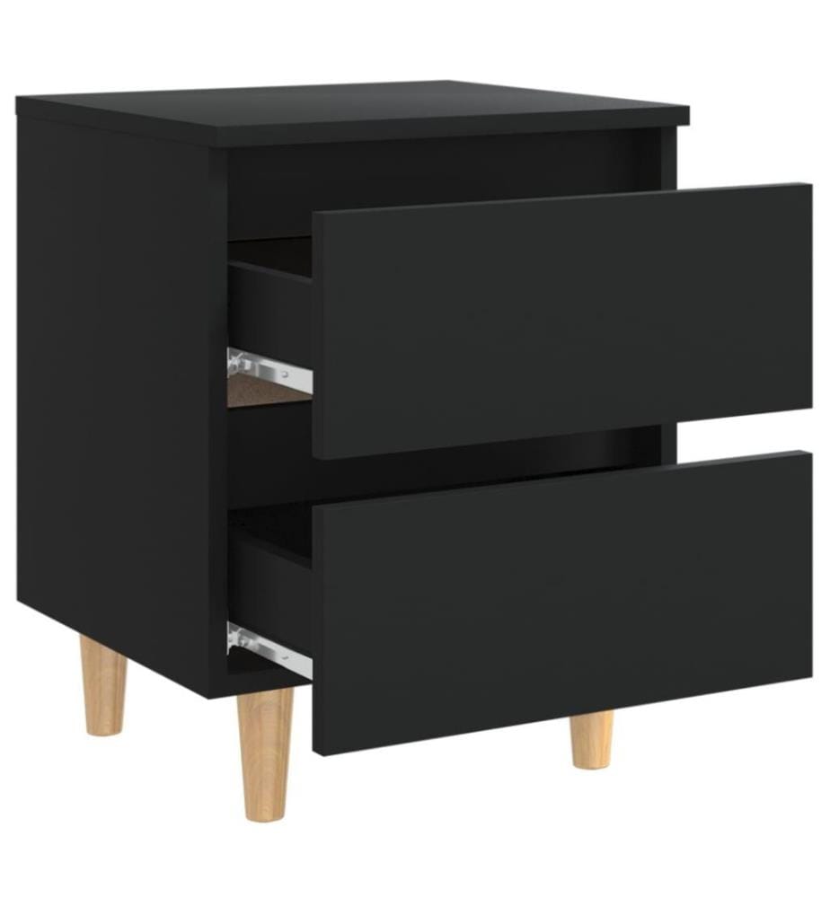 Nachttisch mit Kiefernholz-Beinen Schwarz 40x35x50 cm