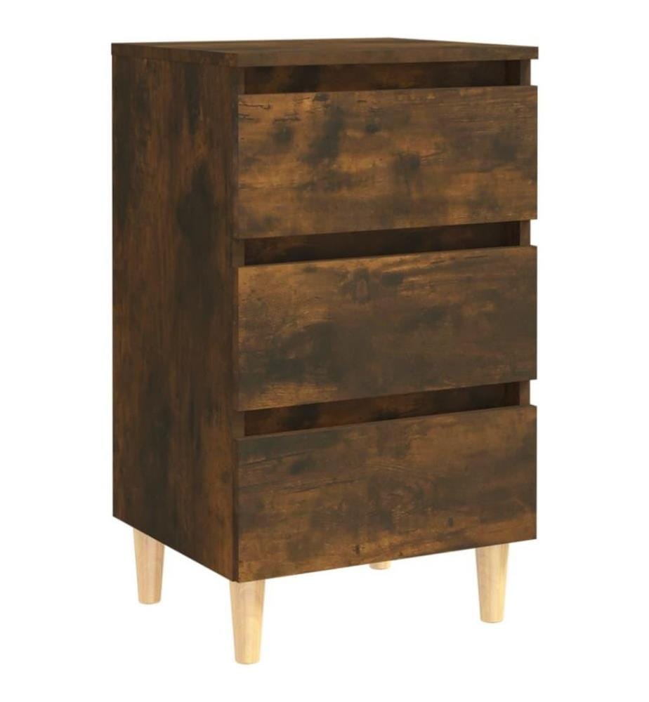 Nachttische 2 Stk. Massivholz-Beine Räuchereiche 40x35x69 cm