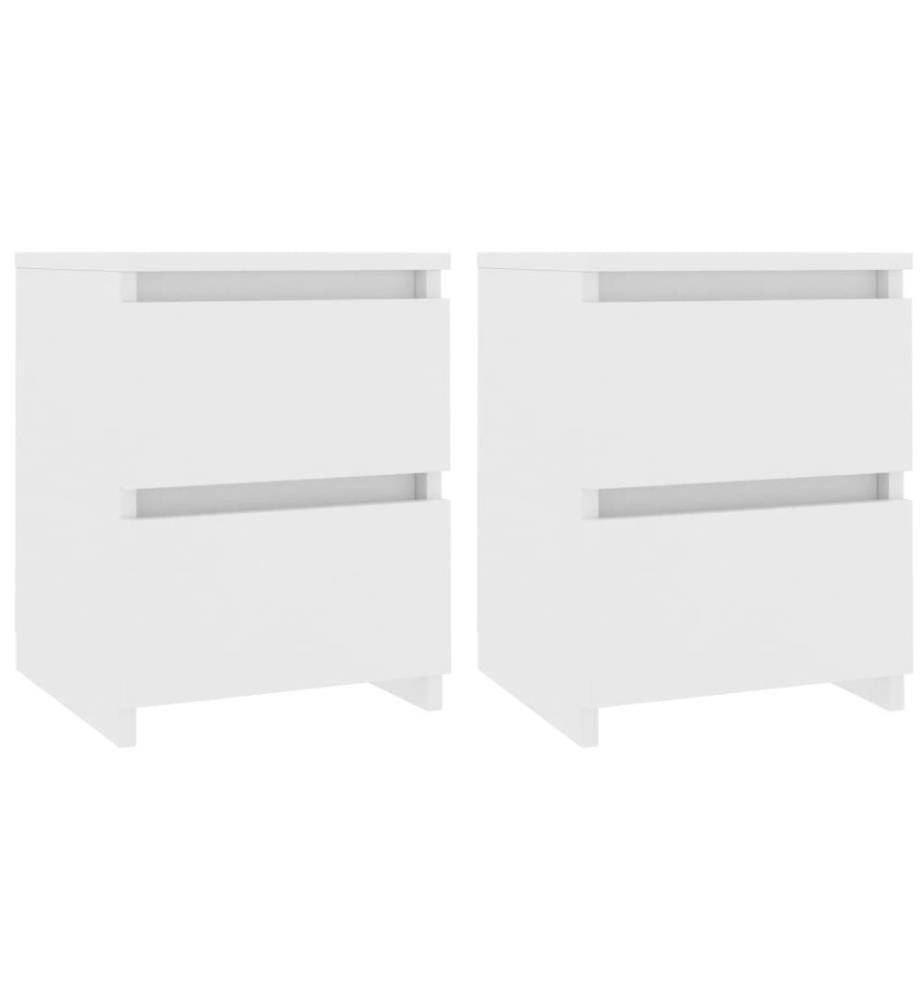 Nachttische 2 Stk. Weiss 30x30x40 cm Holzwerkstoff