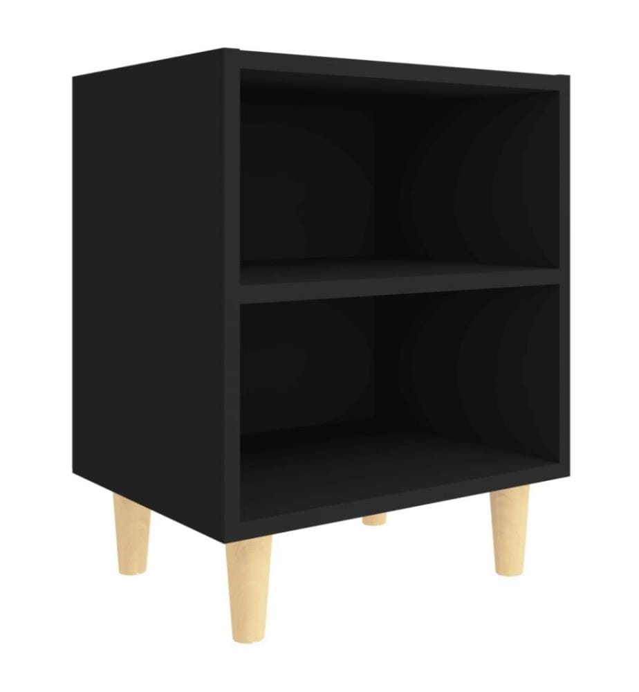 Nachttisch mit Massivholz-Beinen Schwarz 40x30x50 cm