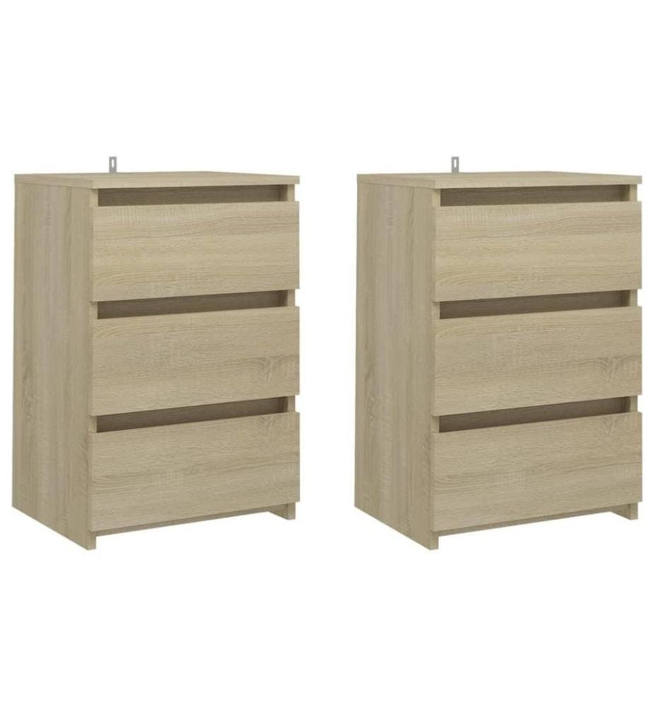 Nachttische 2 Stk. Sonoma-Eiche 40x35x62,5 cm Holzwerkstoff