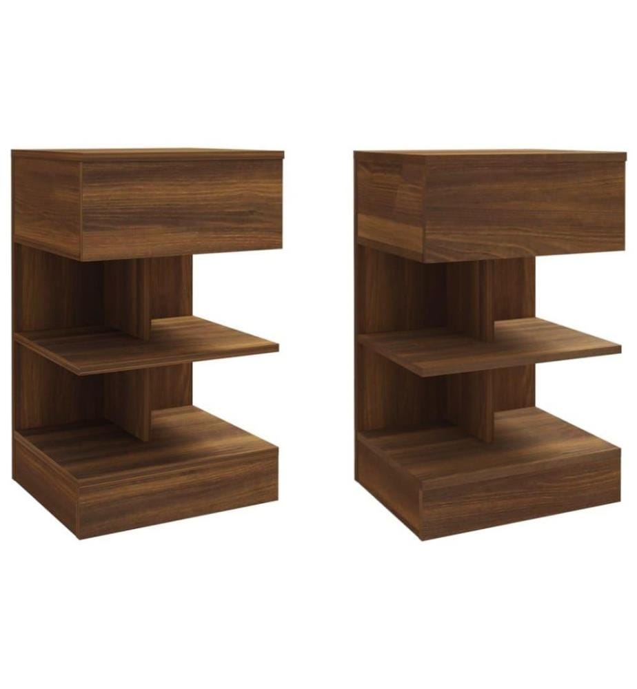 Nachttische 2 Stk. Braun Eiche 40x35x65 cm Holzwerkstoff