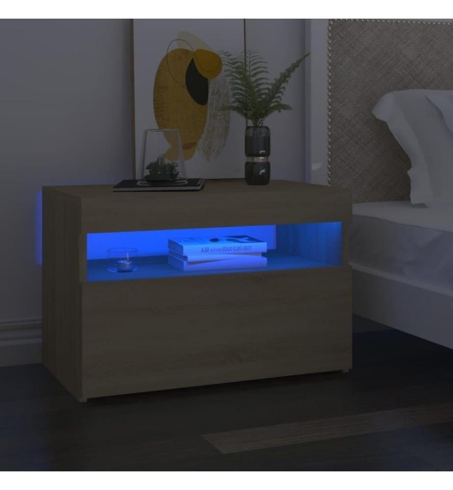 Nachttisch LED-Leuchten Sonoma-Eiche 60x35x40cm Holzwerkstoff
