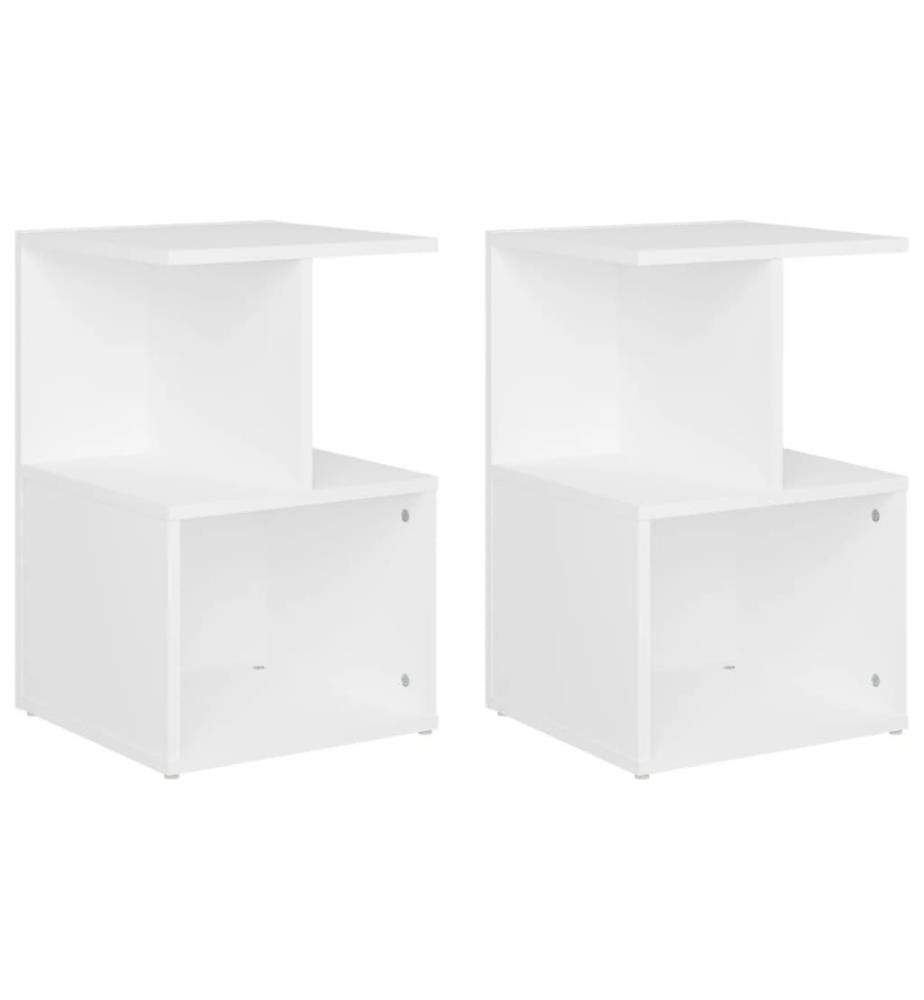 Nachttische 2 Stk. Weiss 35x35x55 cm Holzwerkstoff