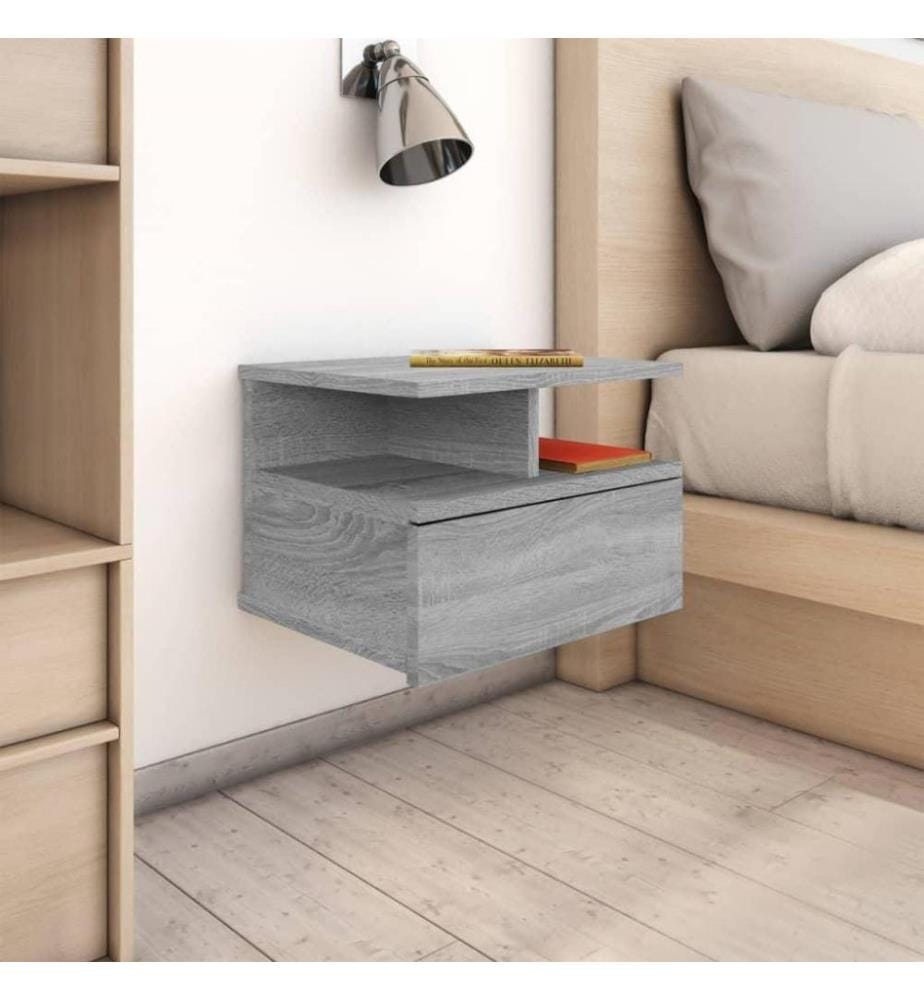 Nachttisch 2Stk. Hängend Grau Sonoma 40x31x27 cm Holzwerkstoff
