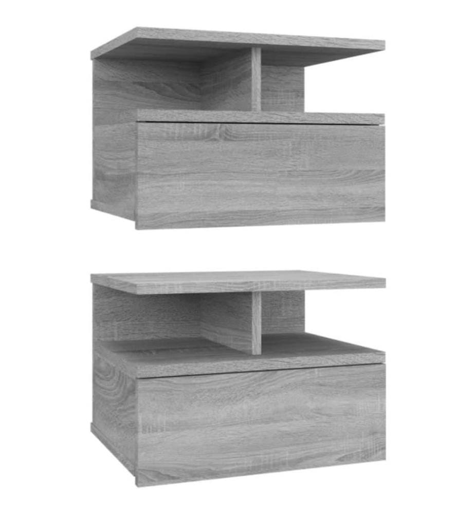Nachttisch 2Stk. Hängend Grau Sonoma 40x31x27 cm Holzwerkstoff