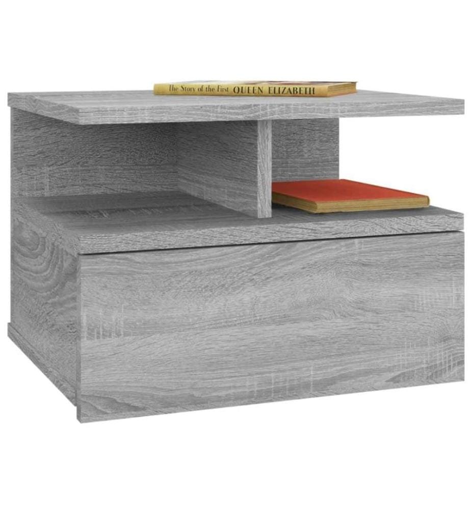 Nachttisch 2Stk. Hängend Grau Sonoma 40x31x27 cm Holzwerkstoff