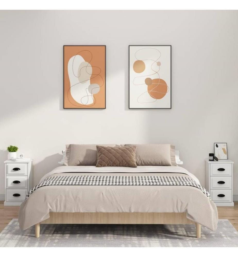 Nachttisch Weiss 39x39x67 cm Holzwerkstoff