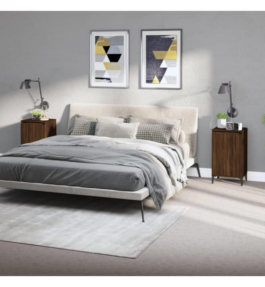Nachttische 2 Stk. Braun Eichen-Optik 40x35x70 cm Holzwerkstoff