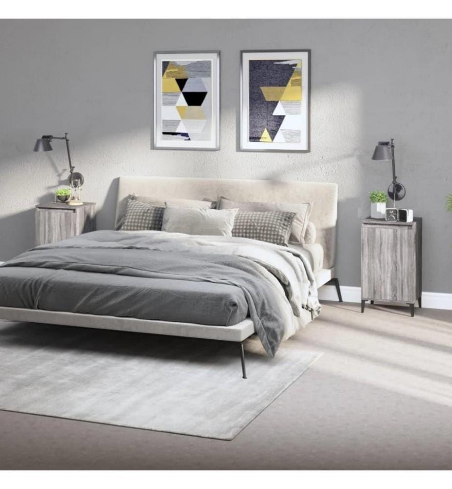 Nachttische 2 Stk. Grau Sonoma 40x35x70 cm Holzwerkstoff