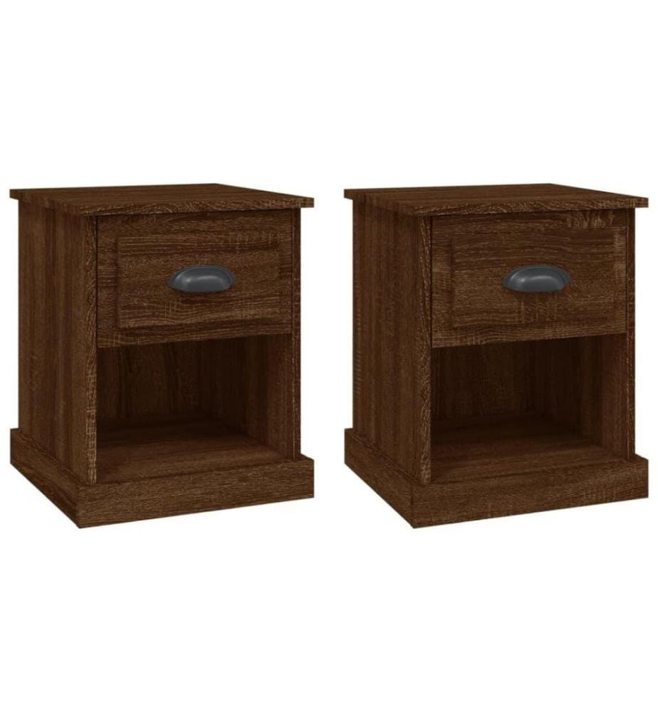 Nachttische 2 Stk. Braun Eiche 39x39x47,5 cm Holzwerkstoff