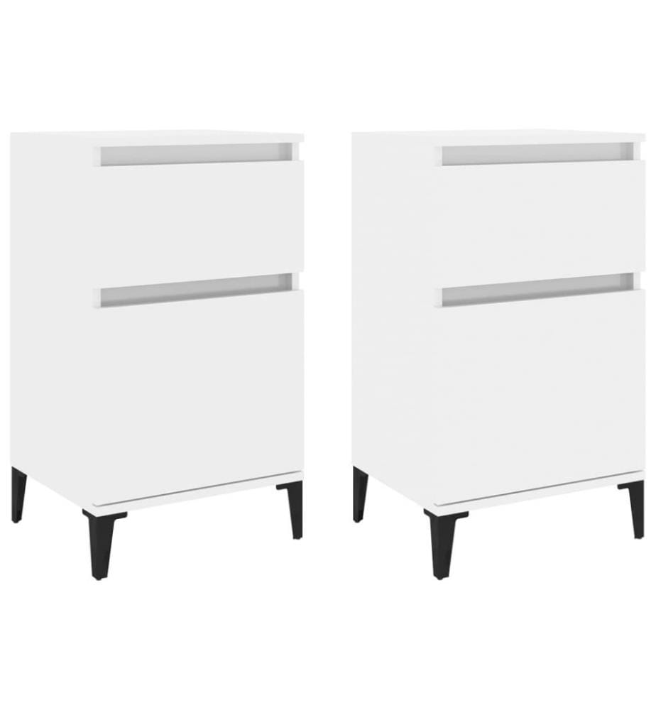 Nachttische 2 Stk. Hochglanz-Weiss 40x35x70 cm