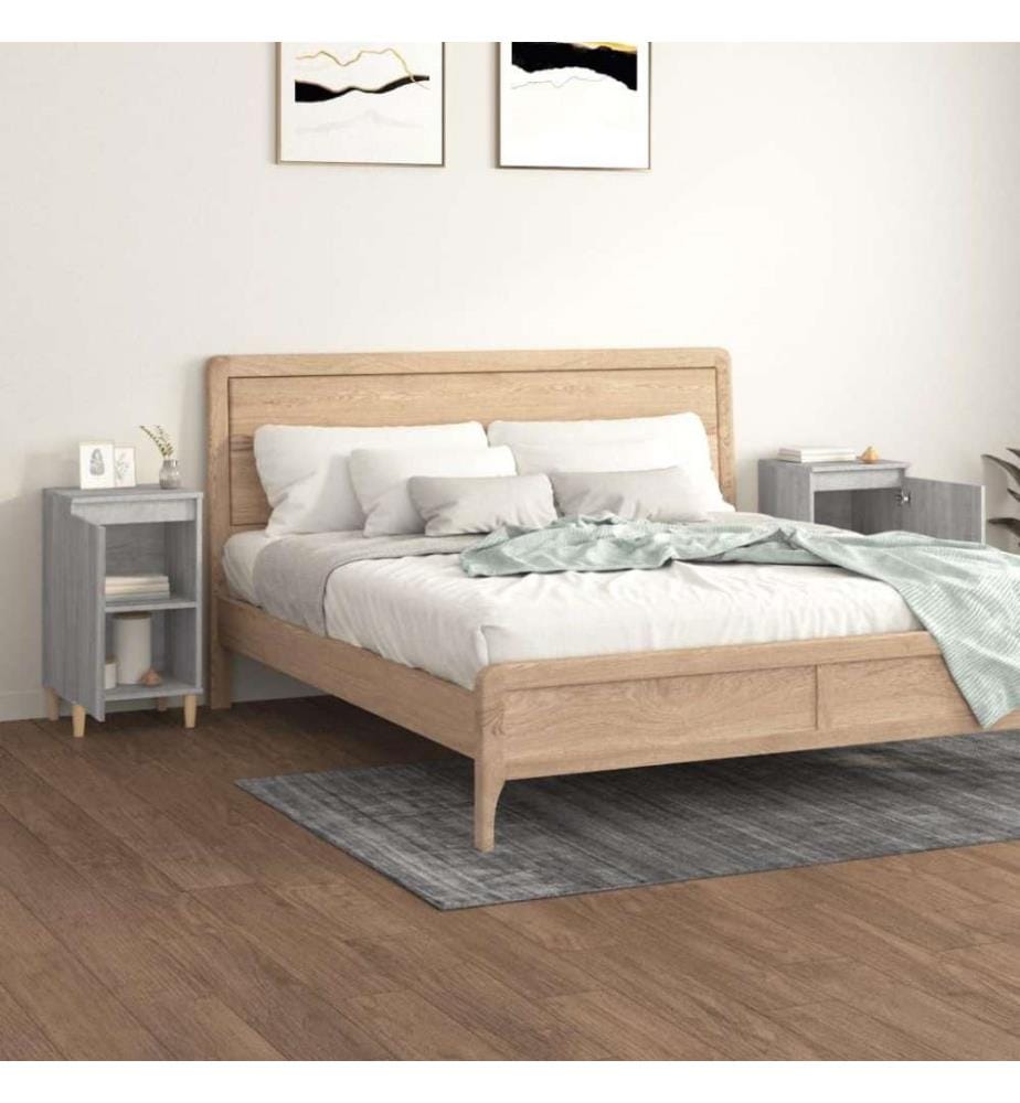 Nachttische 2 Stk. Grau Sonoma 40x35x70 cm Holzwerkstoff