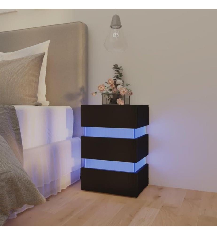 Table de chevet à LED Noir 45x35x67 cm Aggloméré