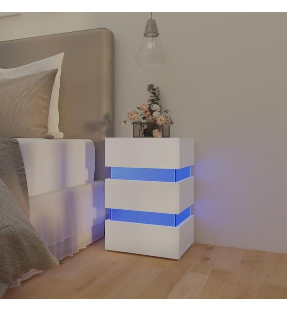 LED-Nachttisch Weiss 45x35x67 cm Holzwerkstoff