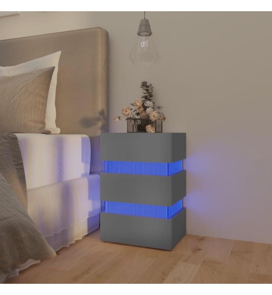 LED-Nachttisch Grau 45x35x67 cm Holzwerkstoff