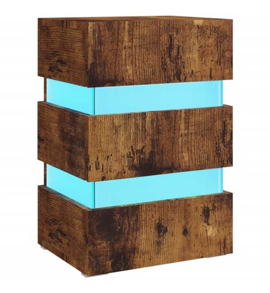 LED-Nachttisch Räuchereiche 45x35x67 cm Holzwerkstoff