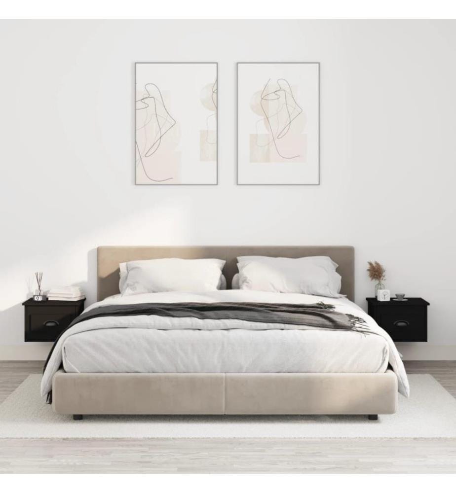 Wand-Nachttische 2 Stk. Schwarz 41,5x36x28 cm