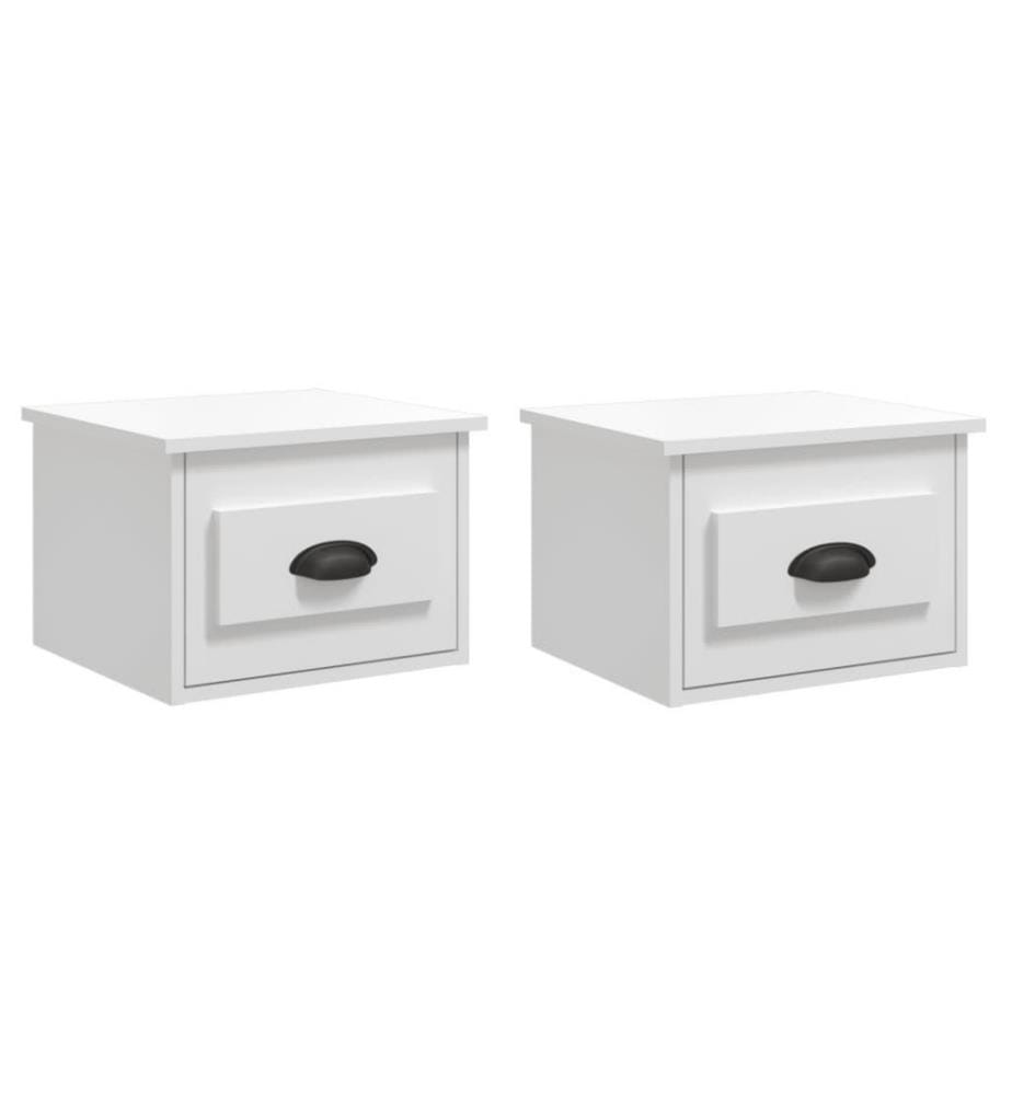 Wand-Nachttische 2 Stk. Hochglanz-Weiss 41,5x36x28 cm