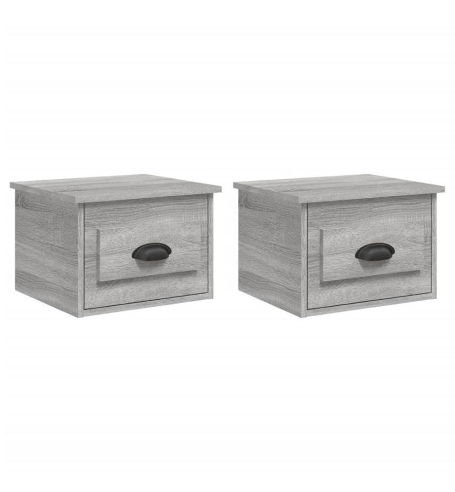 Wand-Nachttische 2 Stk. Grau Sonoma 41,5x36x28 cm