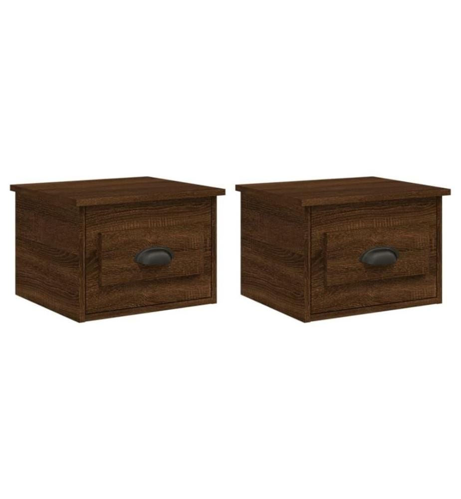 Wand-Nachttische 2 Stk. Braun Eichen-Optik 41,5x36x28 cm