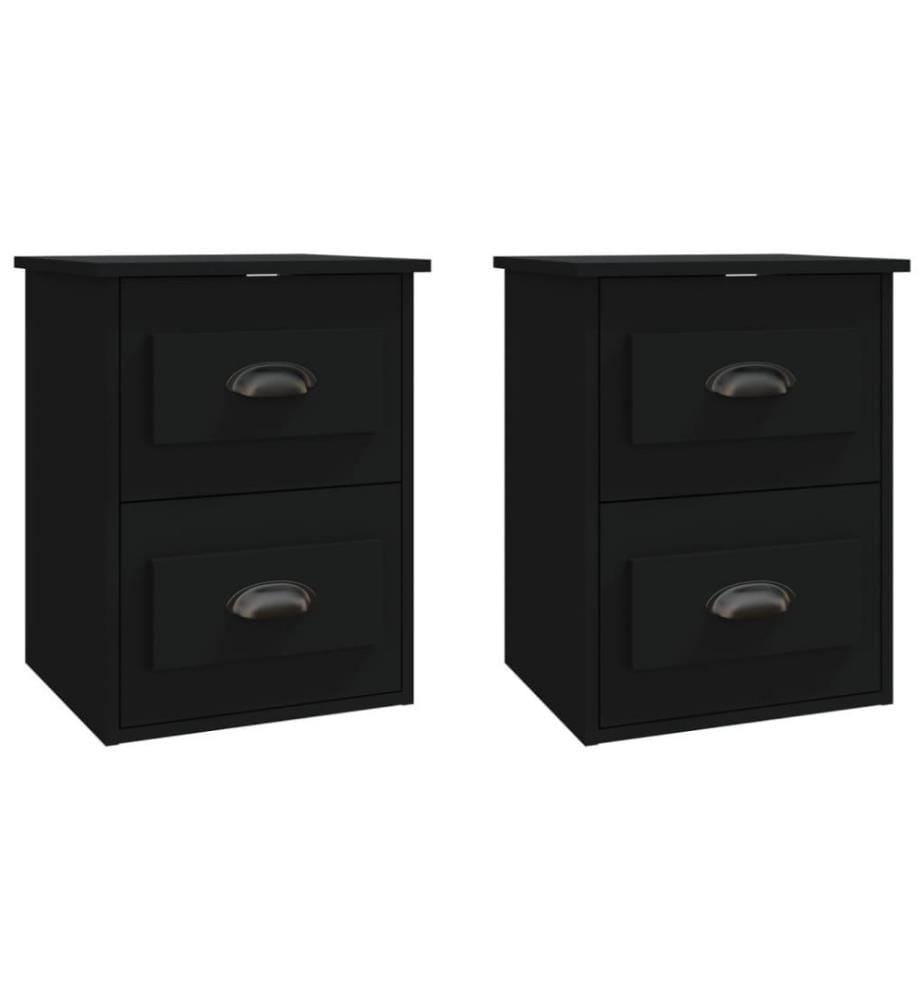 Wand-Nachttische 2 Stk. Schwarz 41,5x36x53 cm