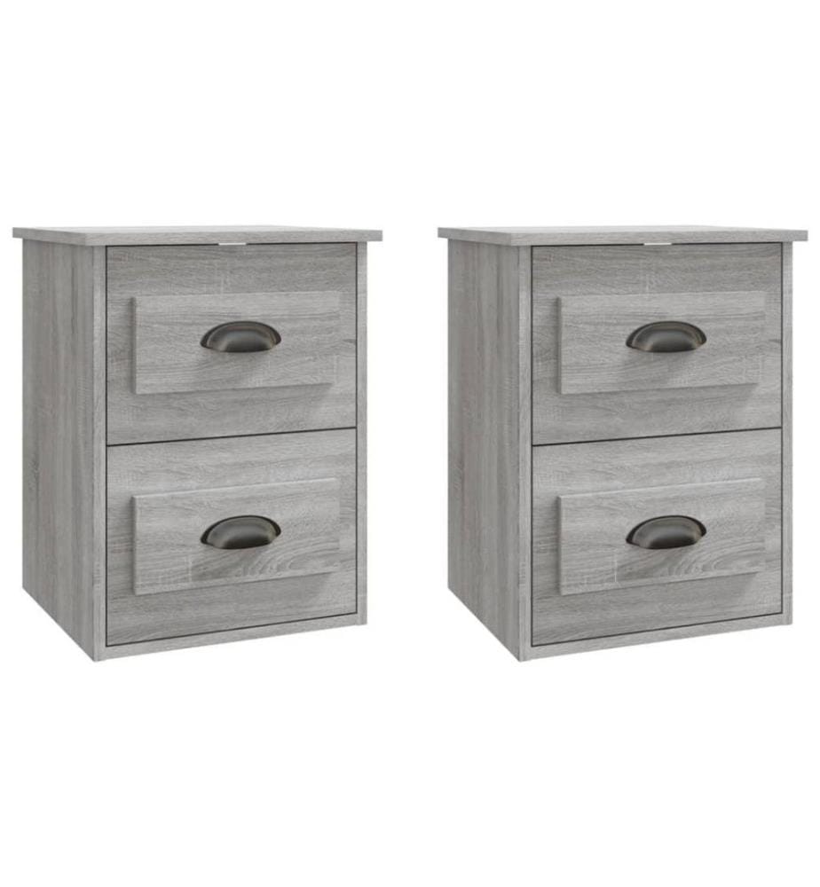 Wand-Nachttische 2 Stk. Grau Sonoma 41,5x36x53 cm