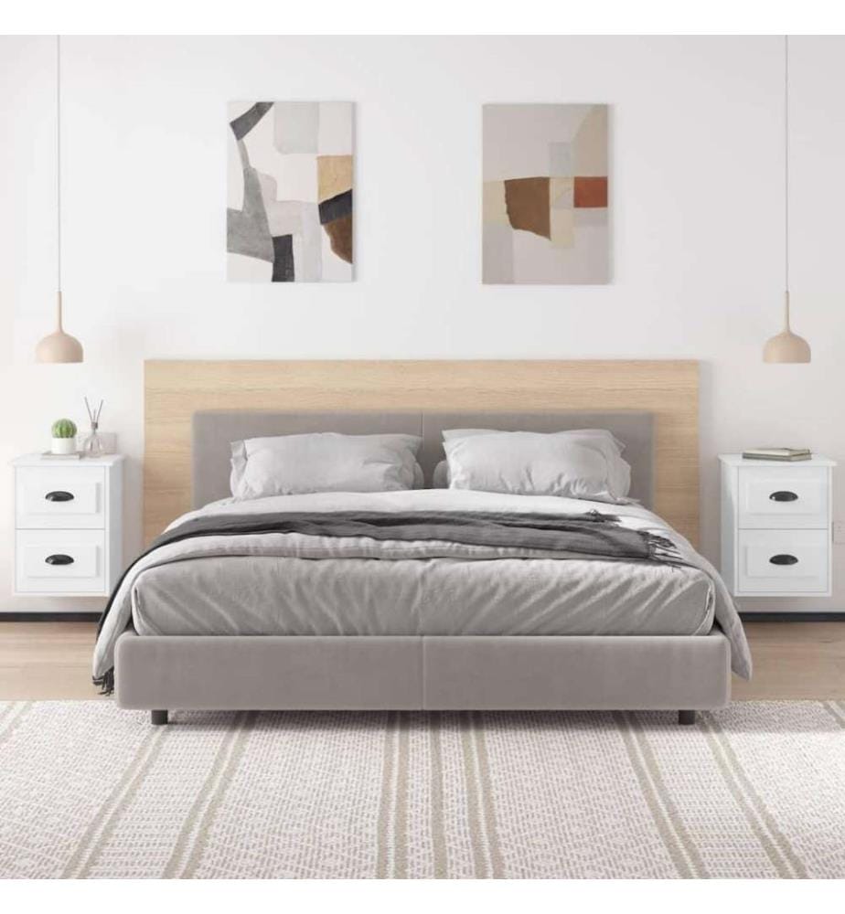 Wand-Nachttische 2 Stk. Hochglanz-Weiss 41,5x36x53 cm