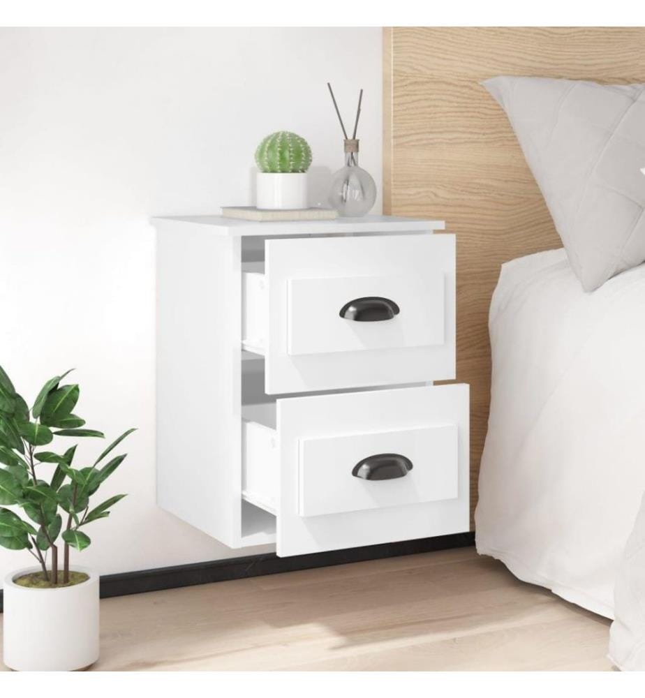 Wand-Nachttische 2 Stk. Hochglanz-Weiss 41,5x36x53 cm