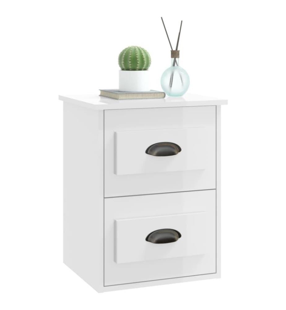 Wand-Nachttische 2 Stk. Hochglanz-Weiss 41,5x36x53 cm