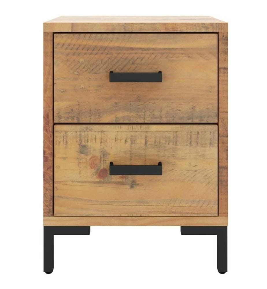 Nachttisch Braun 36x30x45 cm Massivholz Kiefer Recycelt