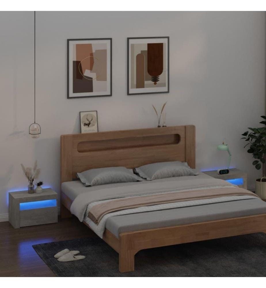 Nachttische 2 Stk. mit LEDs Betongrau 60x35x40 cm