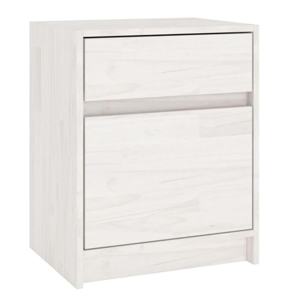 Nachttische 2 Stk. Weiss 40x31x50 cm Massivholz Kiefer