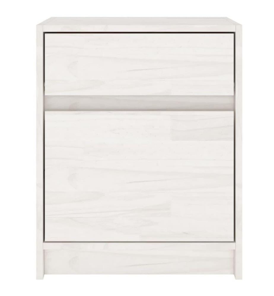 Nachttische 2 Stk. Weiss 40x31x50 cm Massivholz Kiefer