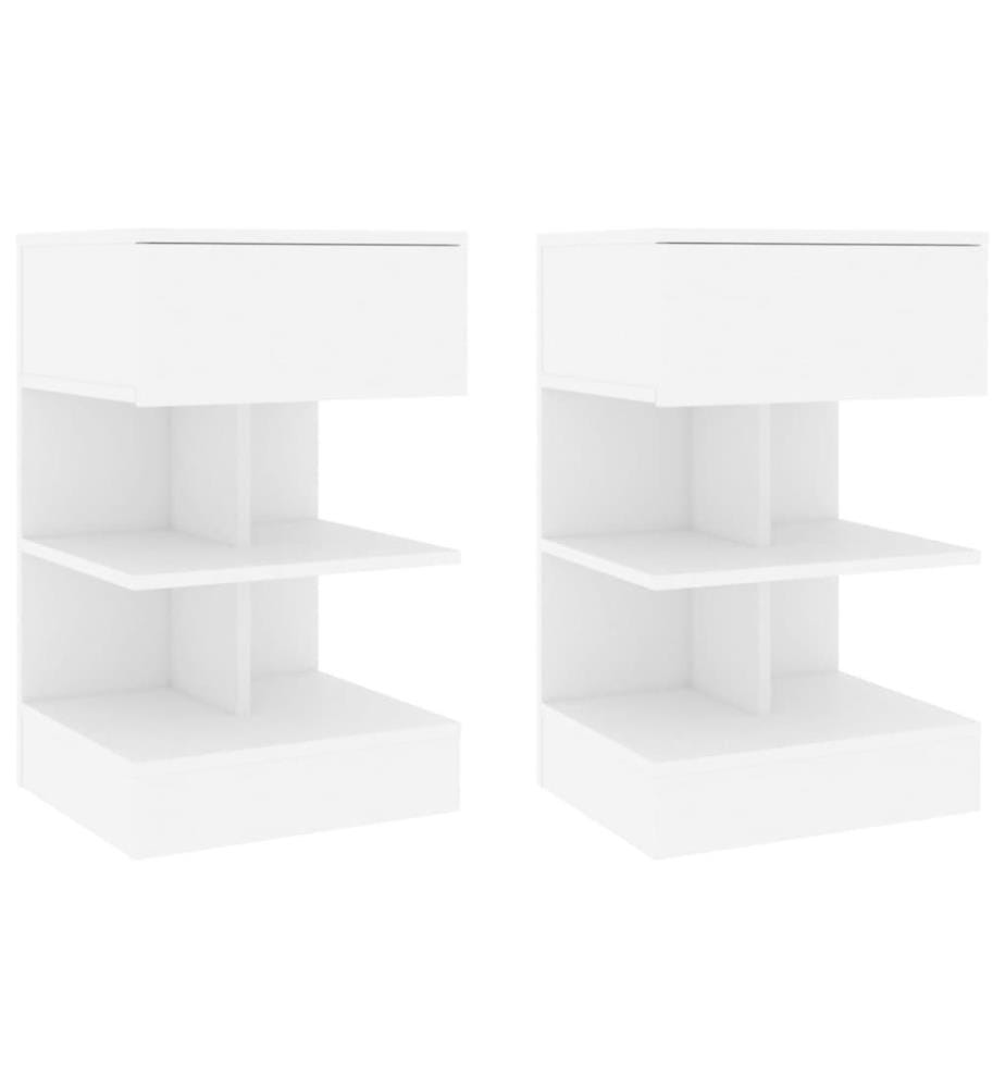 Nachttische 2 Stk. Weiss 40x35x65 cm Holzwerkstoff