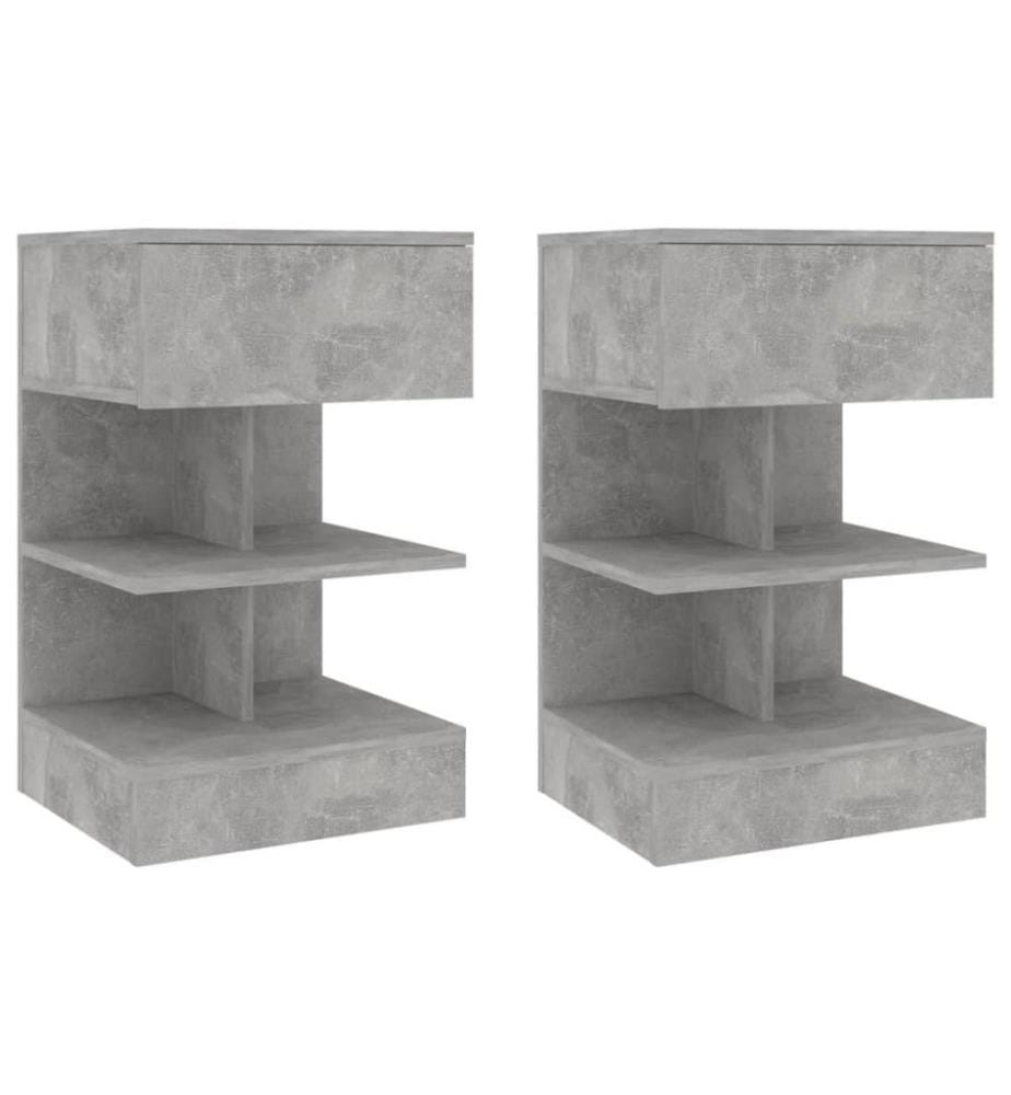 Nachttische 2 Stk. Betongrau 40x35x65 cm