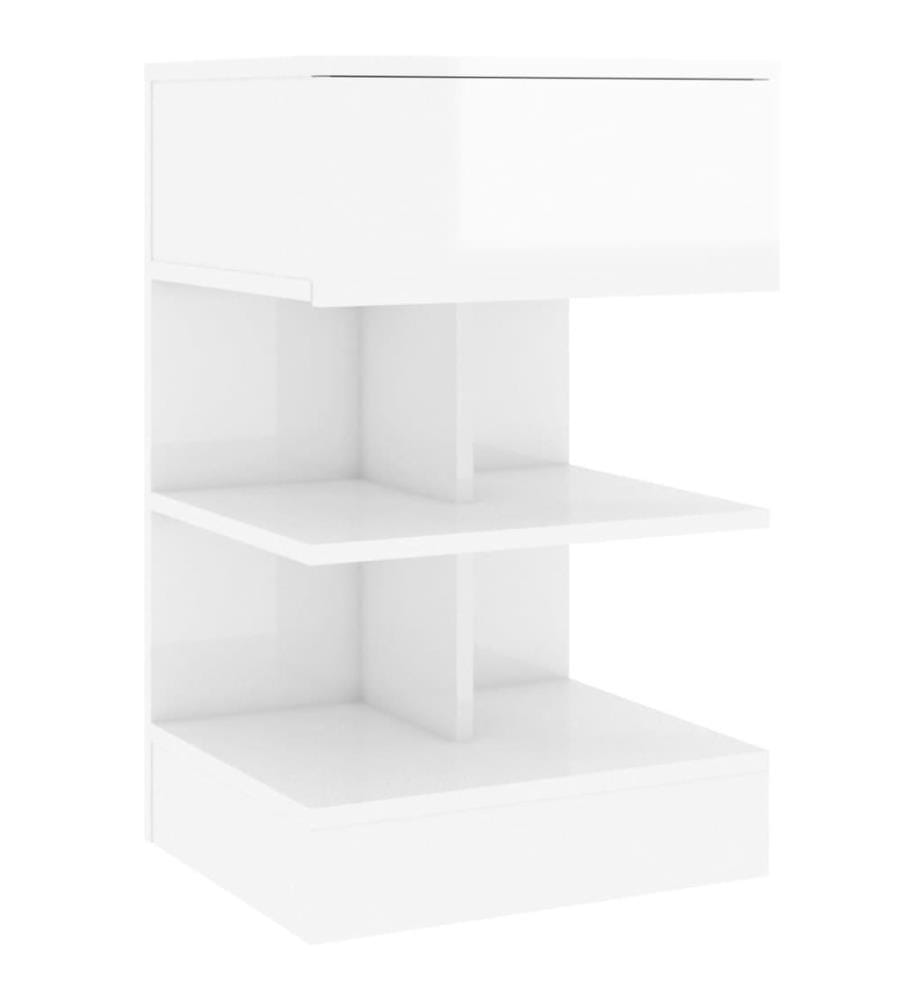 Nachttische 2 Stk. Hochglanz-Weiss 40x35x65 cm
