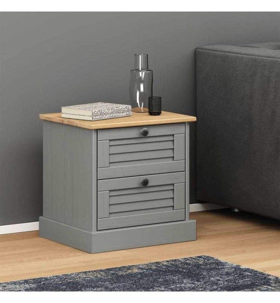 Nachttisch VIGO Grau 42x35x40 cm Massivholz Kiefer