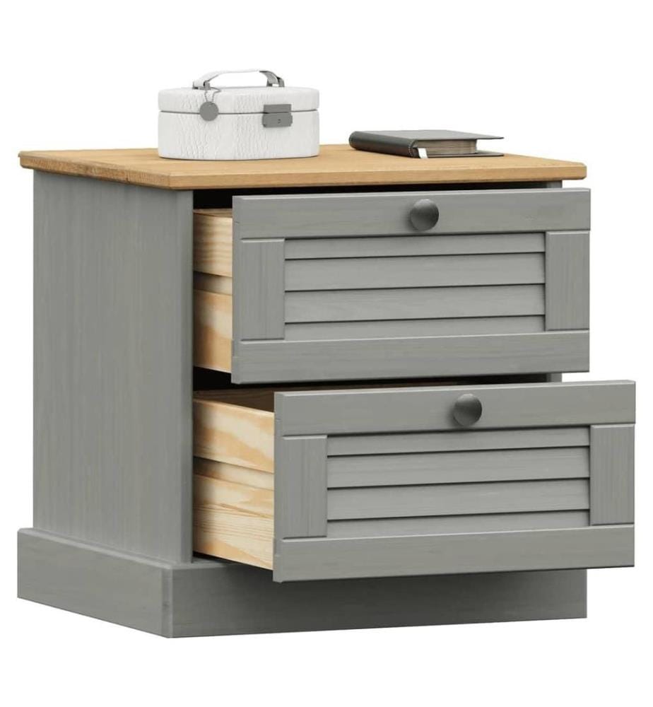Nachttisch VIGO Grau 42x35x40 cm Massivholz Kiefer