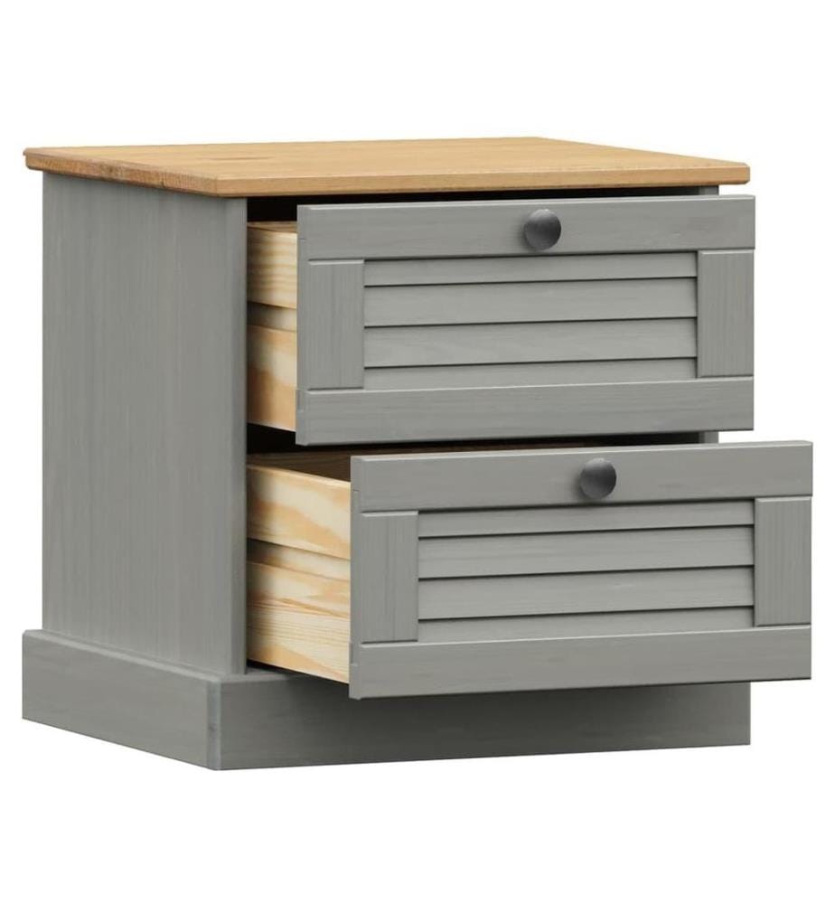 Nachttisch VIGO Grau 42x35x40 cm Massivholz Kiefer