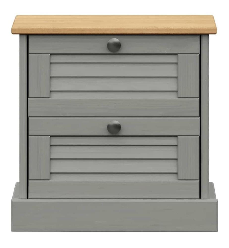 Nachttisch VIGO Grau 42x35x40 cm Massivholz Kiefer