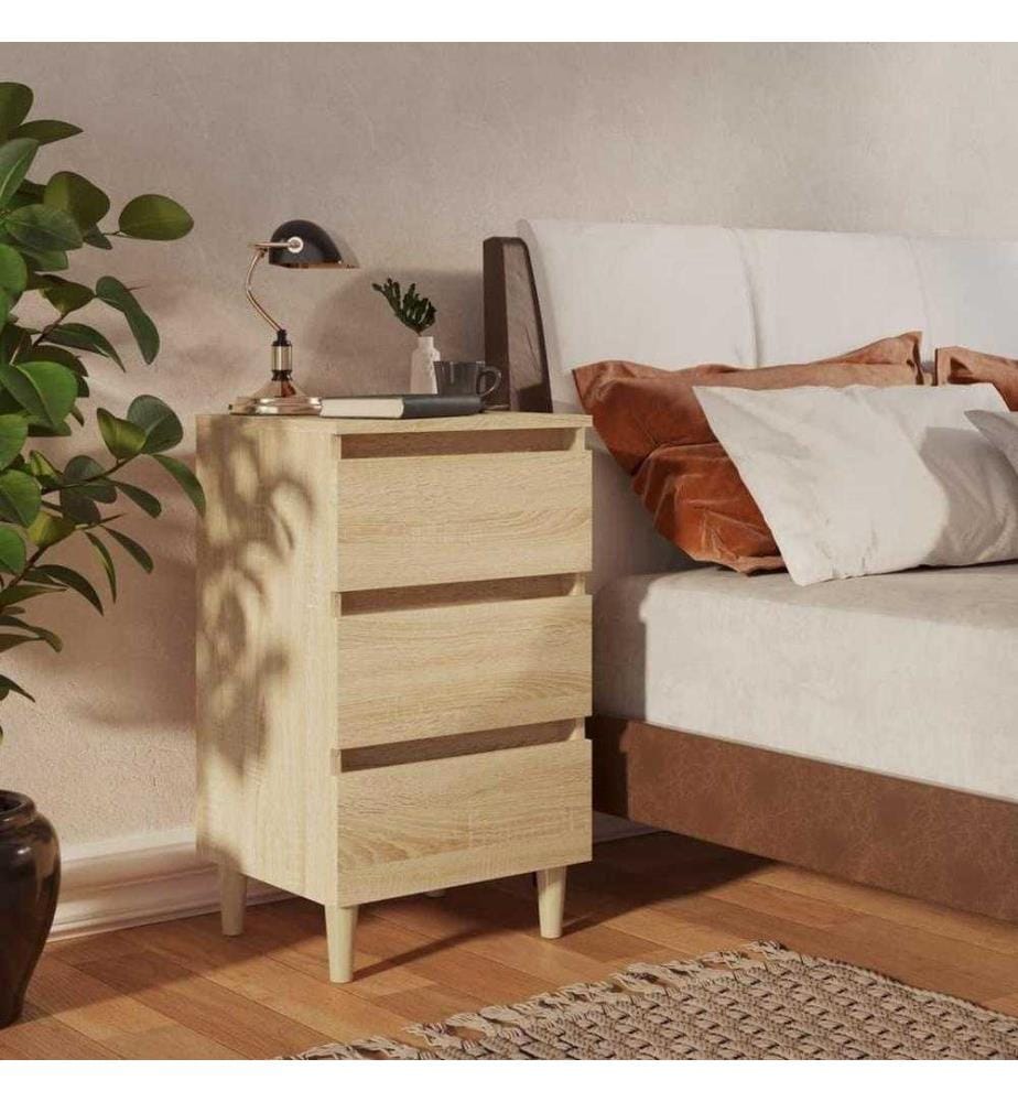 Nachttische Massivholz-Beine 2 Stk. Sonoma-Eiche 40x35x69cm