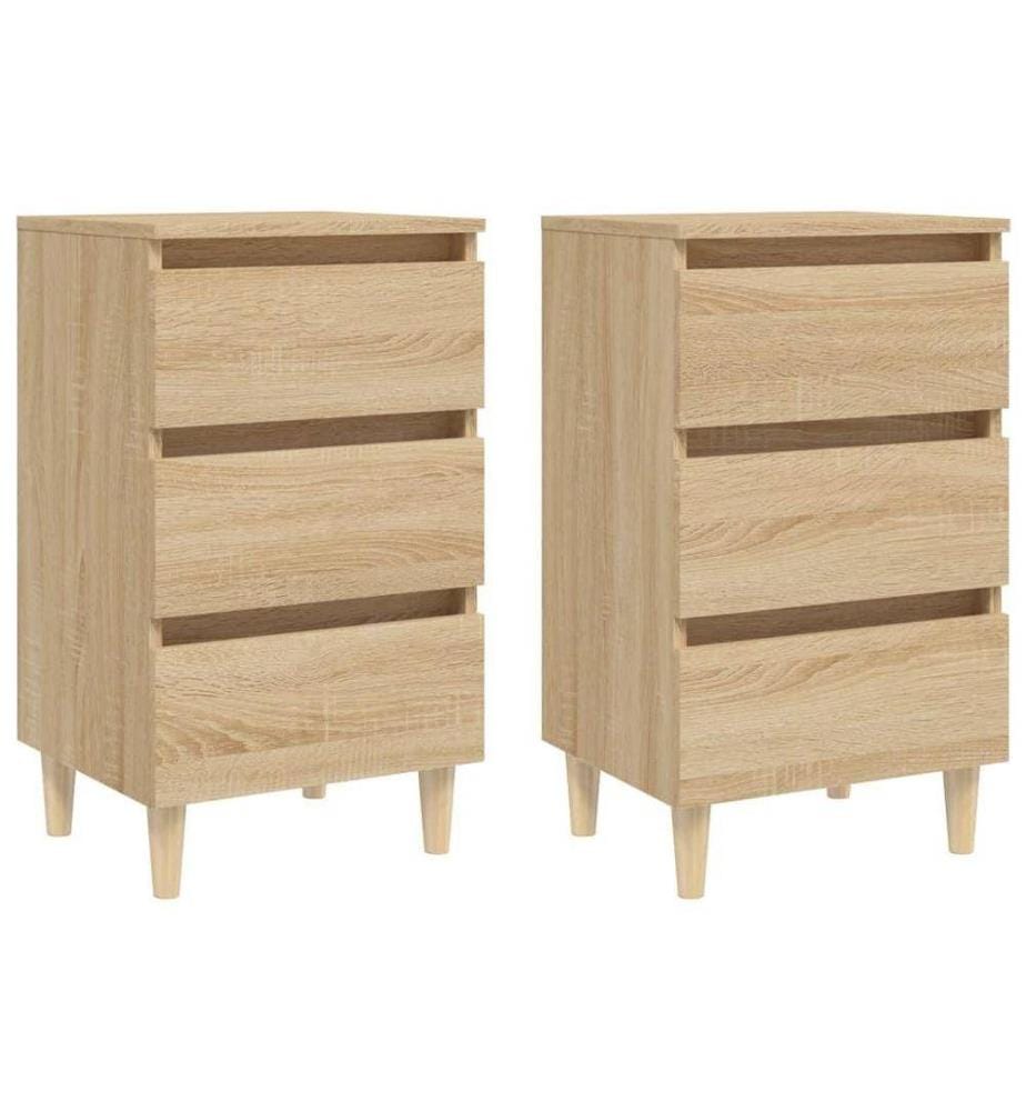 Nachttische Massivholz-Beine 2 Stk. Sonoma-Eiche 40x35x69cm